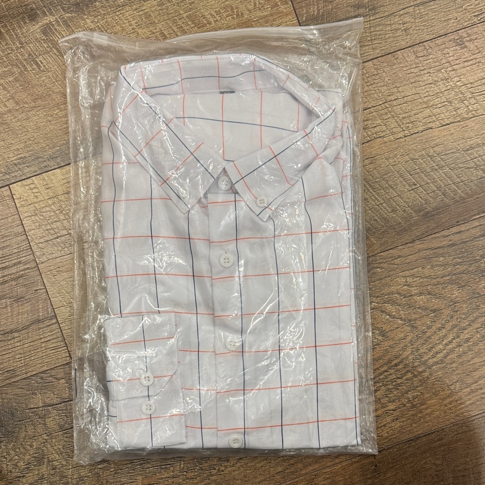 White and Red Checkered Men's Shirt